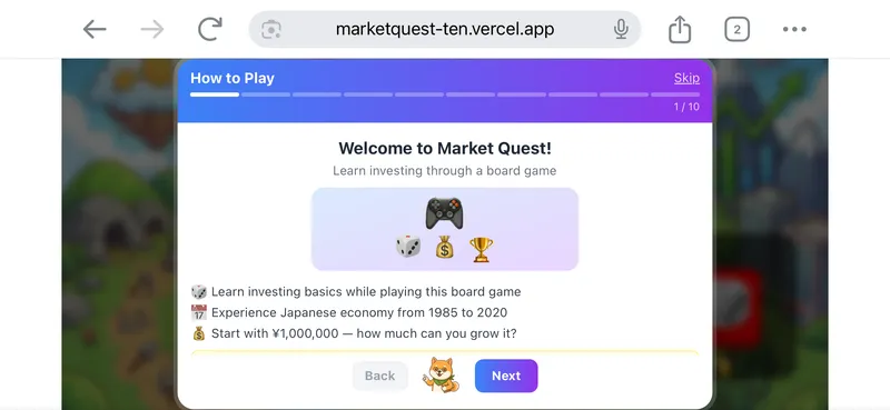 Tutorial screen explaining how to play